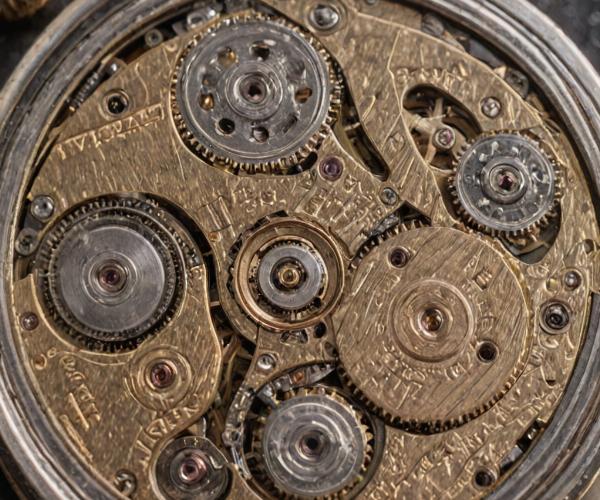 Detailed examination of vintage watch movement components